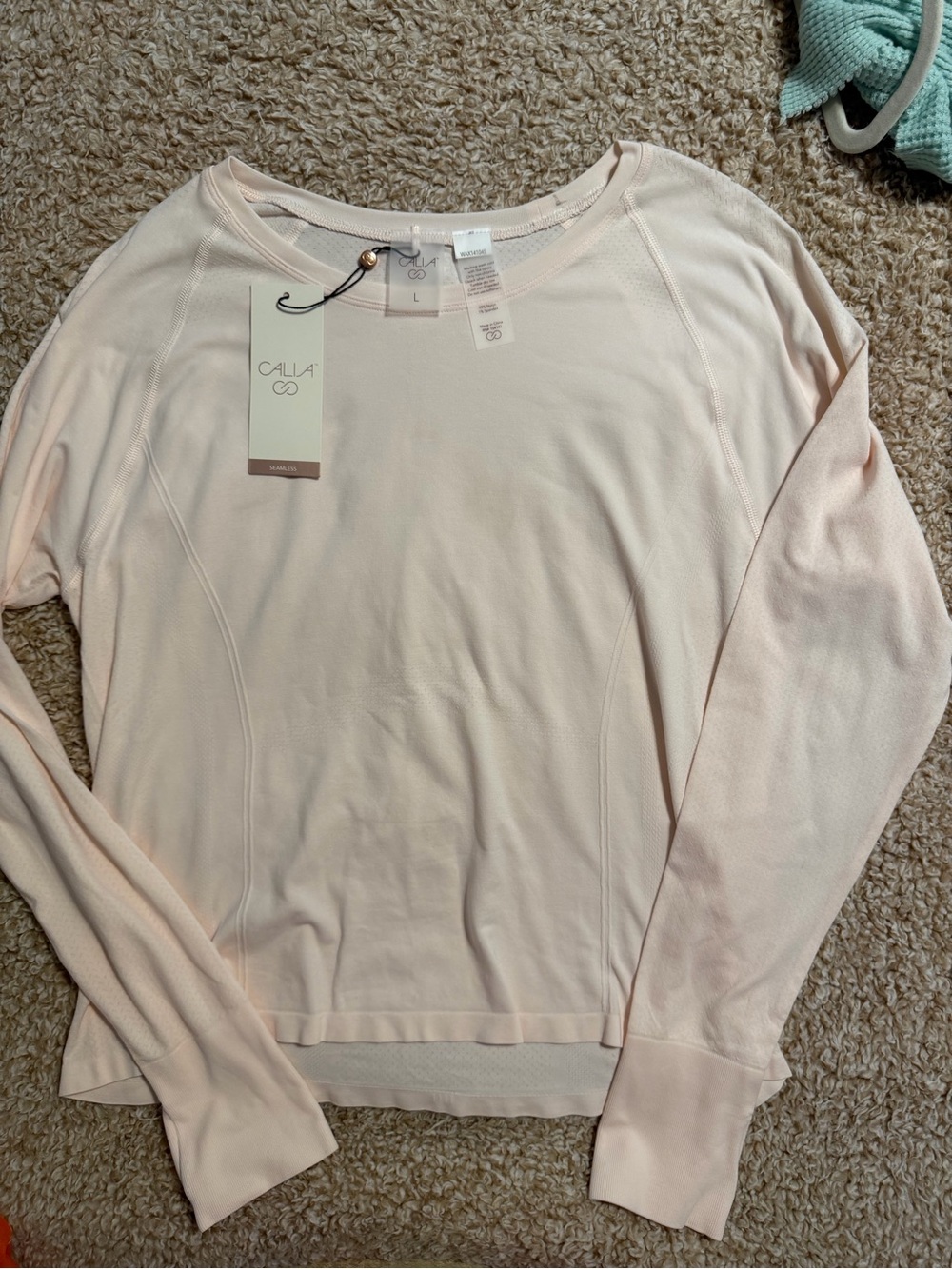 CALIA by Carrie Underwood Blush Pink Long Sleeve Crewneck Top - Picture 4 of 9